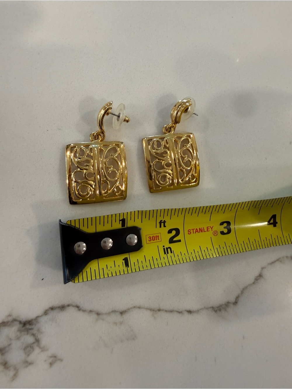 Gold Tone Square Drop Earrings - Women Jewelry